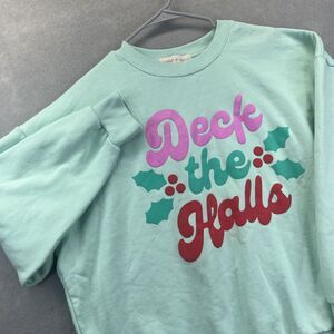 State of Mine Mint XL Sweatshirt Deck The Halls Christmas Puffy